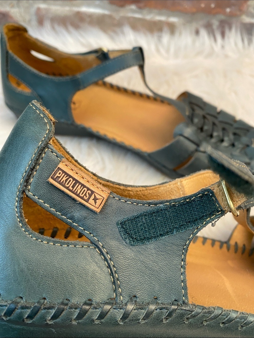 Pikolinos Salamanca Leather T-Strap Sandals - Emerald, Size EUR 42 / US 11.5-12 - Picture 11 of 15
